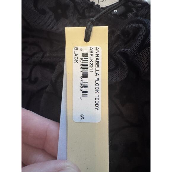 Cosabella Annabella Flock Plunge Teddy Thong Black Sz S NWT $118 - Picture 6 of 10